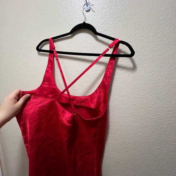 Victoria's Secret Vintage Gold Label Red Satin Lace Trim Slip Dress Size Medium - Picture 5 of 7